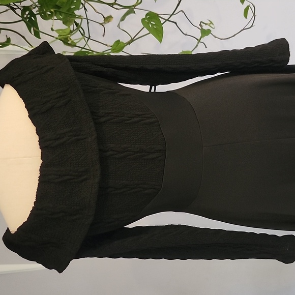 Black Gothic Corset Tie Off Shoulder Long Sleeve Sweater Dress S Whimsigoth - Picture 7 of 11